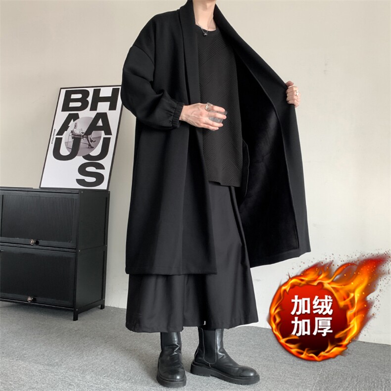 299品质高端实体山本耀司加绒加厚开衫中长款风衣加肥加大码卫衣，男装风衣，星座909-2（原星座717-2）