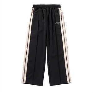 条纹运动裤男宽松高街直筒百搭阔腿裤bf潮牌痞帅休闲裤子ZK55-P32,女装休闲裤,星座1008-2