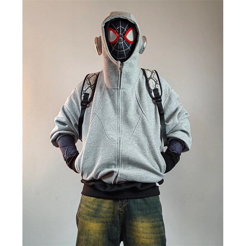 抖音得物高品质二开25秋冬美式高街重磅结构高领连帽卫衣外套W62，男装卫衣，电商A486-1