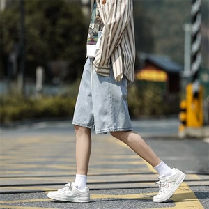牛仔短裤男夏季美式高街阔腿直筒宽松休闲中裤潮五分裤DK8324-P35图片