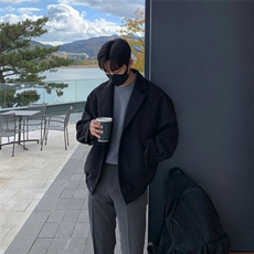 A430-DY30P95高品质秋冬韩版男短款毛呢大衣加厚呢子宽松加棉外套，男装毛呢大衣，电商A430（原星座702）