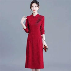 时尚妈妈旗袍连衣裙婚宴2025气质礼服新款洋气显中长瘦裙子，女装连衣裙，娇莉