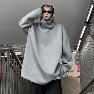 加厚加绒冬款男连帽套头卫衣设计感纽扣休闲外套WY109 P50图片