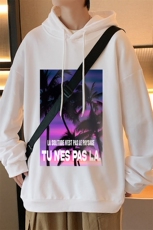 WY2195-P35加绒款-P40纯棉连帽卫衣男大码运动帽衫宽松薄外套男，男装卫衣，电商A040