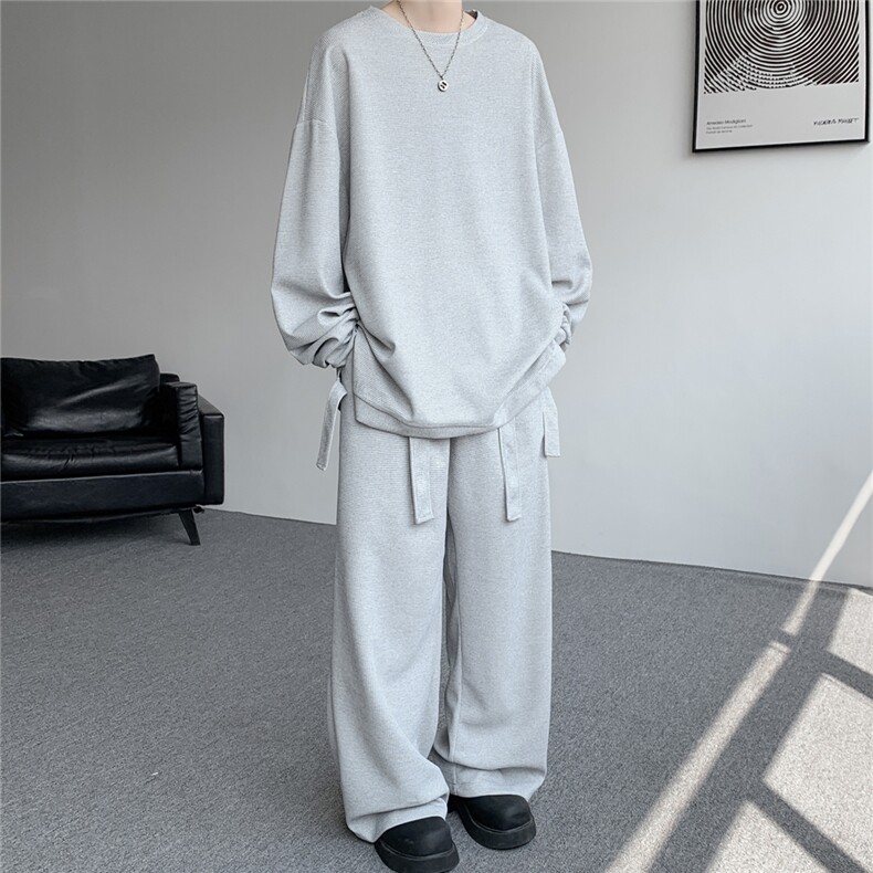 ！2025秋款飘带设计休闲运动套装情侣百搭卫衣长裤TZ810-P68,男装休闲套装,电商A006
