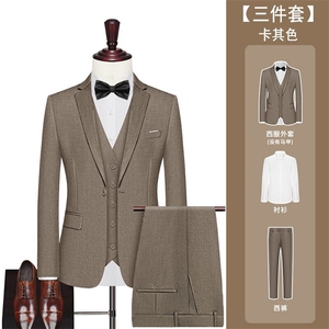 LY8594-XCK-D P126西装伴郎服男上班新郎结婚西服衬衫西裤三件套图片