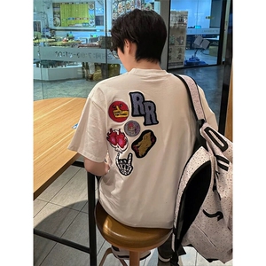万针全刺绣工艺 得物抖音高品质260克纯棉双纱美式高街短袖T恤P33图片
