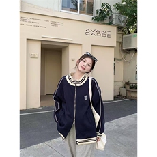 棒球服早秋外套女美式立领卫衣休闲宽松慵懒夹克上衣W18，男装夹克，星座1116A（原606A-3）