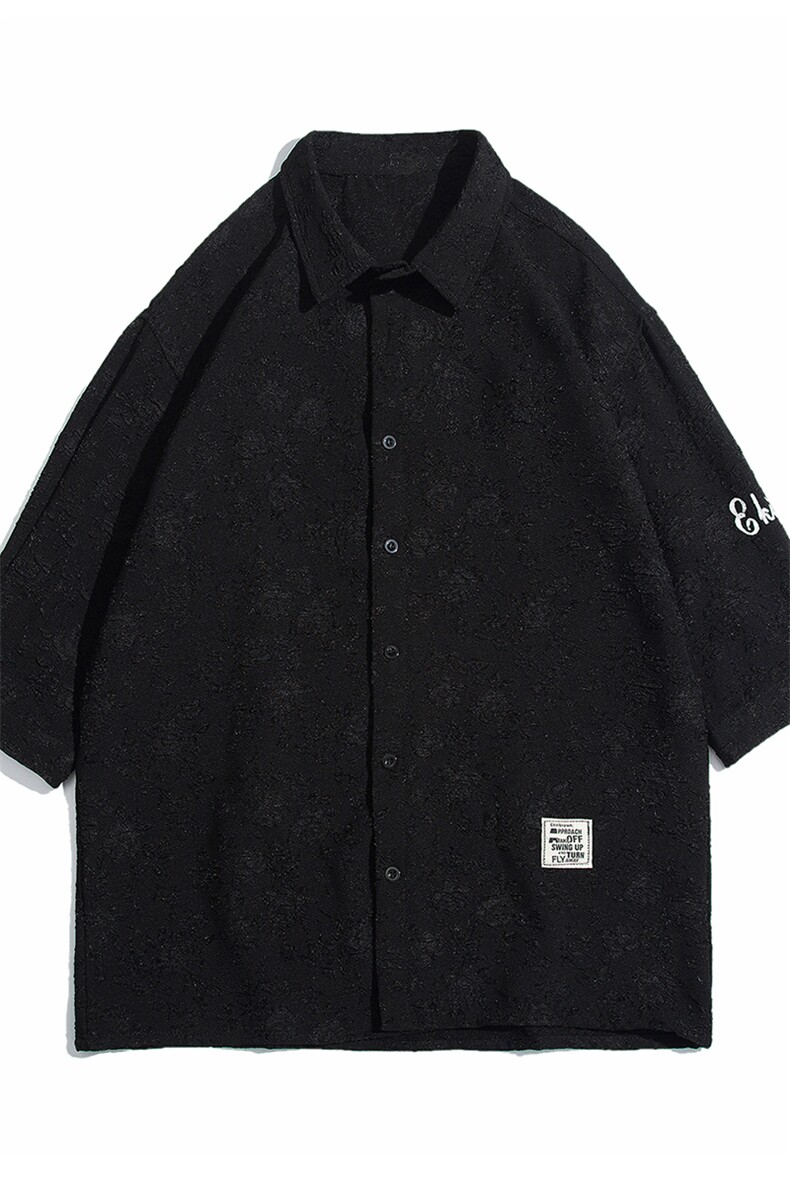 1白底花型衬衫大码M-5XL情侣风七分袖衬衫男QCS7023P45控68,男装衬衫,星座226-2