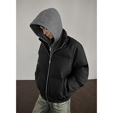 现货高品质重磅工艺美式高街假两件PU皮棉衣男女加厚棉服外套，男装棉衣，电商A486-1
