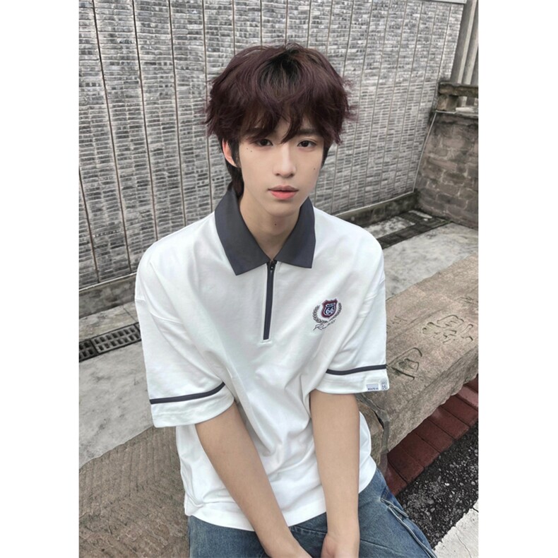 网图有货66号公路半拉链撞色哥特元素短袖翻领Polo衫A625-P38，男装Polo衫，星座1505