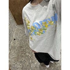 网图有货美式8字logo花卉刺绣短袖T恤男女情侣宽松上衣A558-P35，男装T恤，星座1505