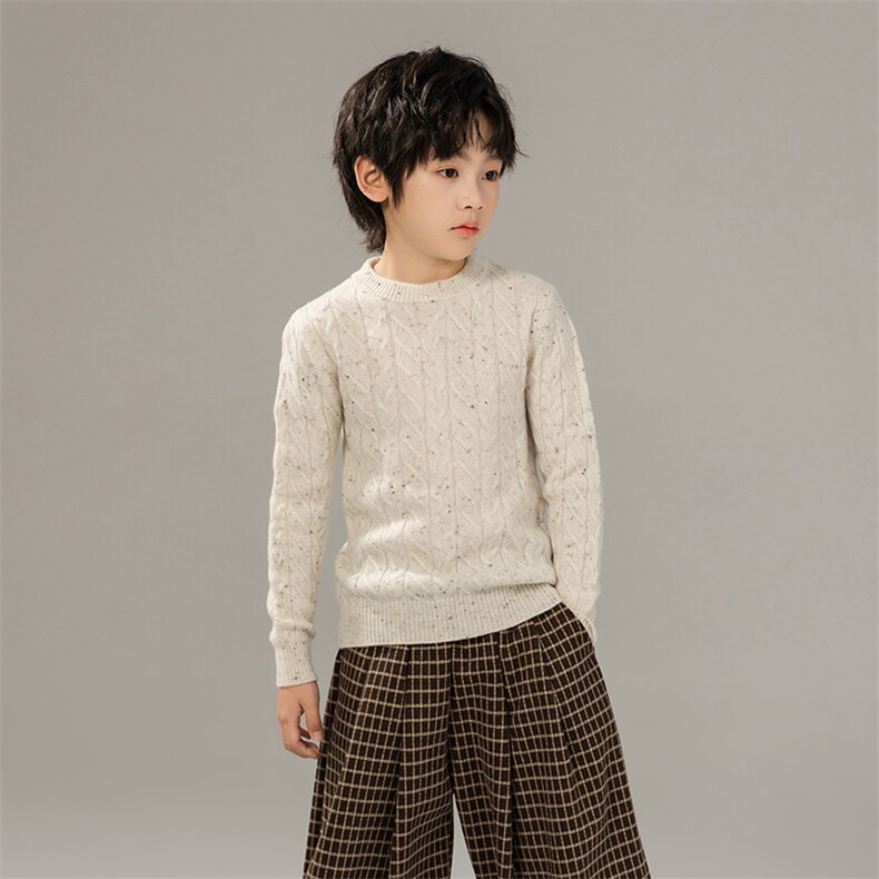 秋季新款纯色针织套头上衣休闲百搭，童装儿童羊毛衫，奥澜羊绒