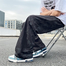 扎染冰丝裤男夏季潮牌痞帅速干直筒裤宽松垂感阔腿裤子K6469-P34，男装休闲裤，星座412-2