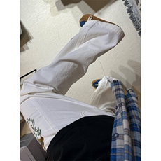 白色刺绣美式牛仔裤痞帅高级感直筒宽松hiphop休闲裤LS60077-p48，男装牛仔裤，星座1008