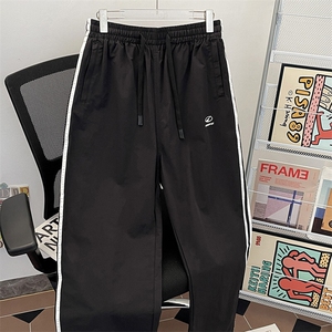 美式高街休闲裤条纹抽绳直筒宽松垂感百搭阔腿裤ZK2886 P38图片