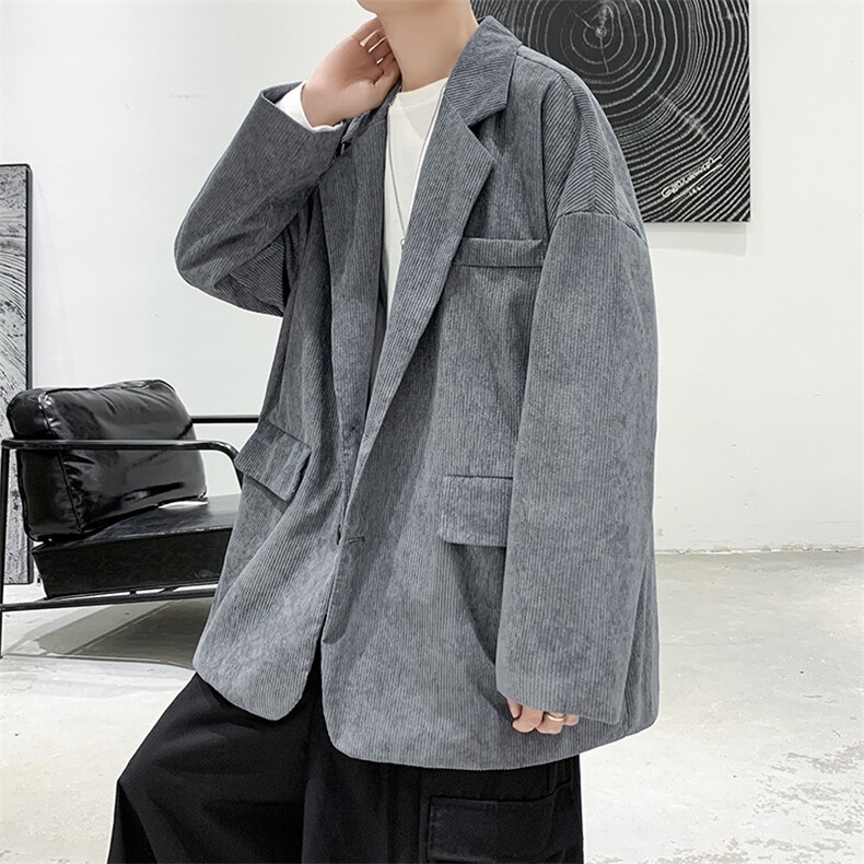 现货纯色宽松灯芯绒小西装男西服KD248-P65图片