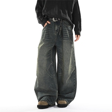 xz905-2-Z086#P65-（控98）美式宽松阔腿牛仔裤，男装牛仔裤，星座905-2