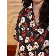 碎花衬衫男港风复古潮流小众情侣宽松慵懒风女韩版短袖衬衣CS2538，男装T恤，星座208-5