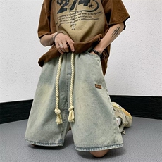 水洗男设计感麻绳短裤牛仔裤N5533P40，男装牛仔裤，星座1116-2