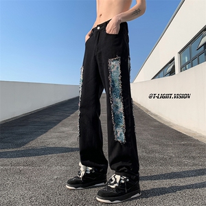 B221 美式ins高街小众个性男女情侣款直筒牛仔裤 LK23002-P60控78图片