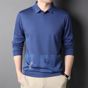 秋季高档男士长袖T恤中年商务休闲翻领Polo衫卫衣2023新款图片