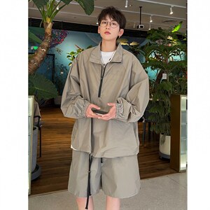 PUF50＋防晒服套装男夏季薄款宽松速干透气五分裤两件套 H852 P88图片