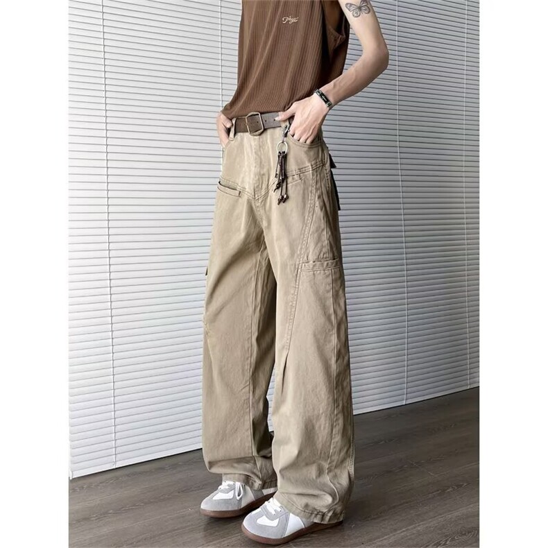 直筒工装裤男女2026年春季新款宽松阔腿休闲拖地裤子潮8205P60，男装工装外套，星座410-2
