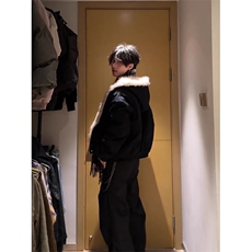 现货高品质美式高街冬季重磅硬挺短款座山雕毛领棉衣男女加厚外套，男装棉衣，电商A486-1
