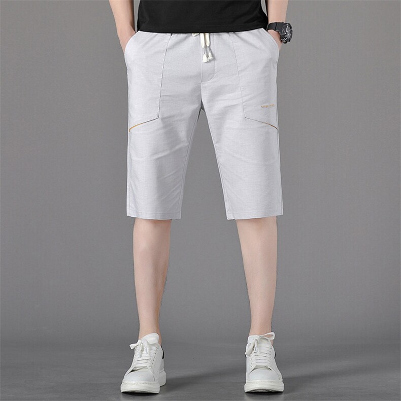 S3008B男士新款夏季亚麻松紧腰青年短裤中腰时尚休闲五分裤男,男装牛仔裤,电商B360