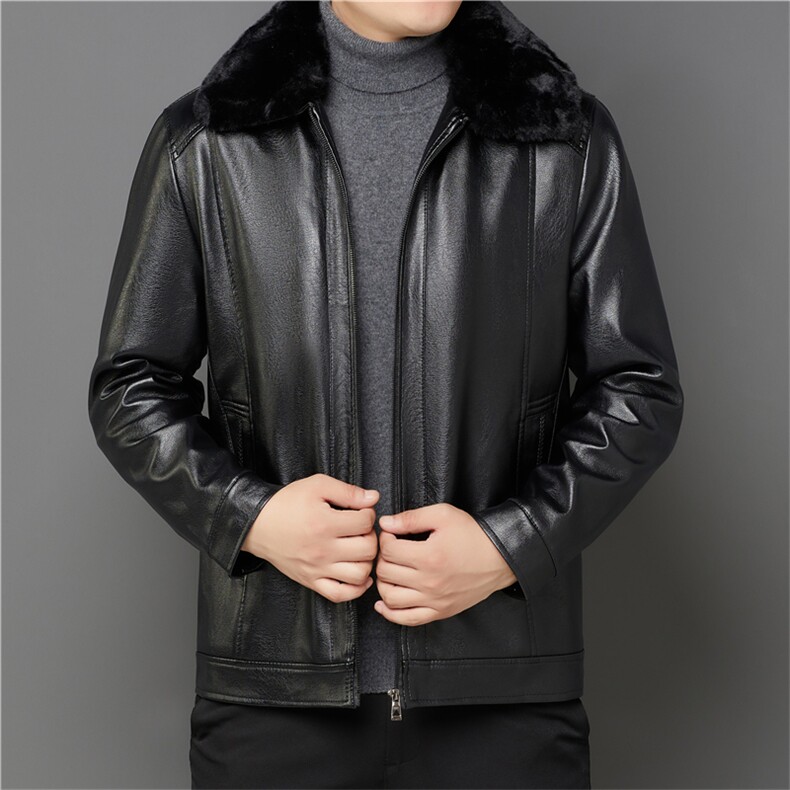 2023冬季休闲时尚皮衣中年男新款外套爸爸装上衣ZSYX005-P125，男装皮衣，电商B212（原钱塘6029）