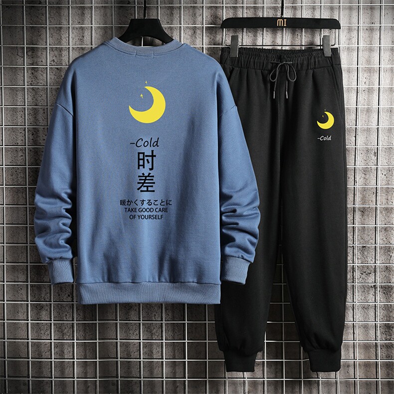 TY7047-P75圆领卫衣套装男运动套装两件套网格挂拍,男装卫衣,电商A040A