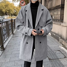 毛呢外套男韩版潮流痞帅个性中长款秋冬2023新款ins风衣W5557-P70，男装毛呢大衣，星座412-2
