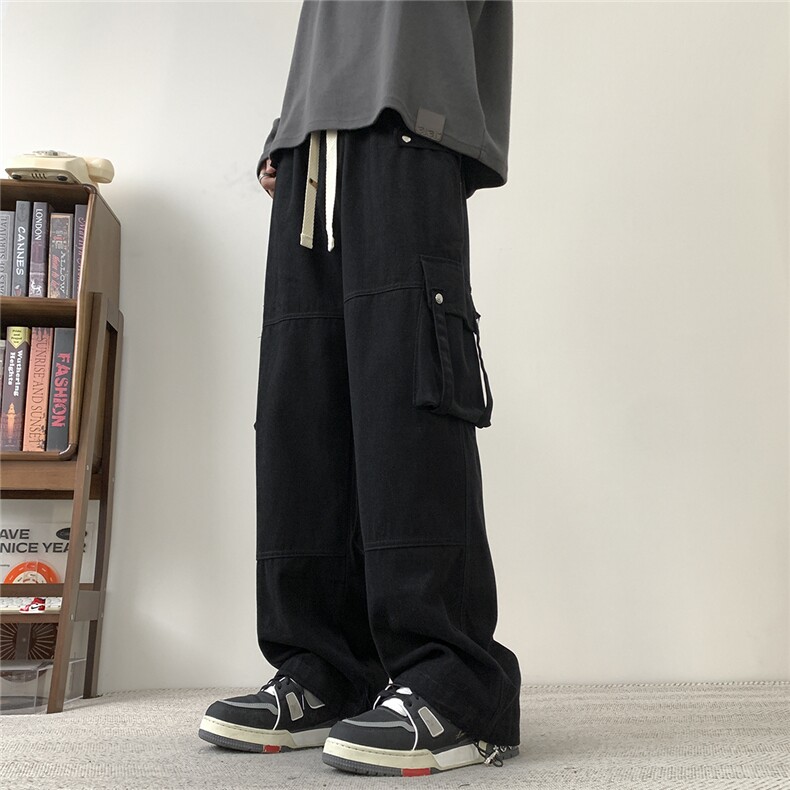 wassuphappy美式工装裤男春秋夏季复古大口袋阔腿裤休闲运动裤子,男装休闲裤,电商D309B