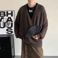 春秋暗黑v领叠穿毛衣套头大码百搭羊毛衫休闲帅气针织衫外套，男装针织衫/毛衣，星座909-2（原星座717-2）