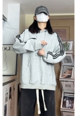 潮流休闲三条杠大码纯色休闲运动连帽卫衣内搭W4604-P50【特价】，男装卫衣，电商A007