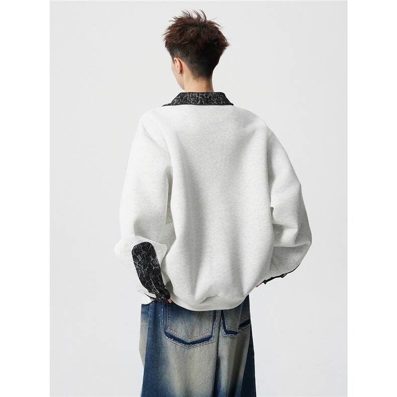 WY10173-特批50加绒P60美式重磅绒感V领卫衣大码撞色上衣外套,女装短外套,电商A059
