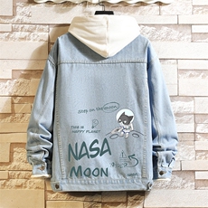 牛仔夹克男大码牛仔外套男茄克NJ77187-P60加绒款-P75NASA，男装夹克，电商A040A