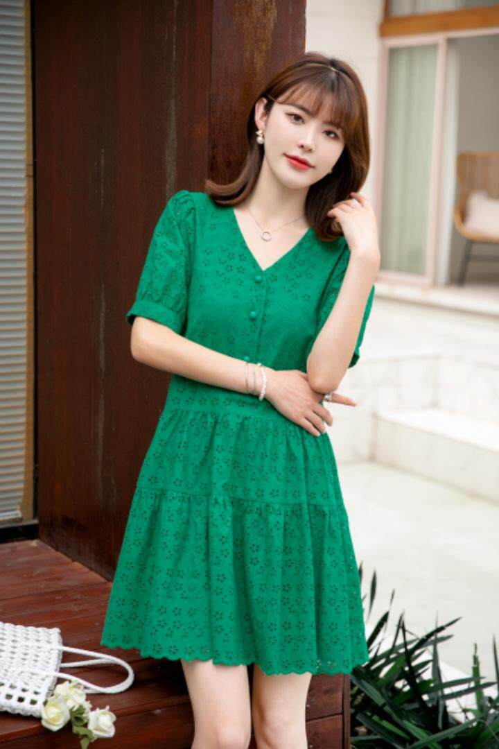 夏季镂空连衣裙，女装连衣裙，吉之红