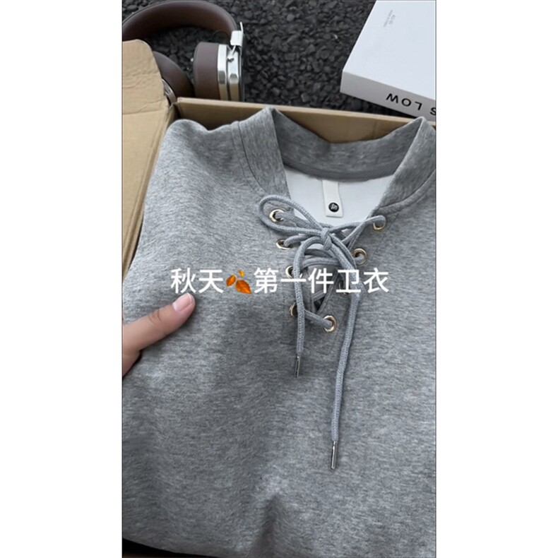 日系复古韩版休闲款上衣慵懒风随性系带设计卫衣HY851TP45控68,男装卫衣,电商A102B