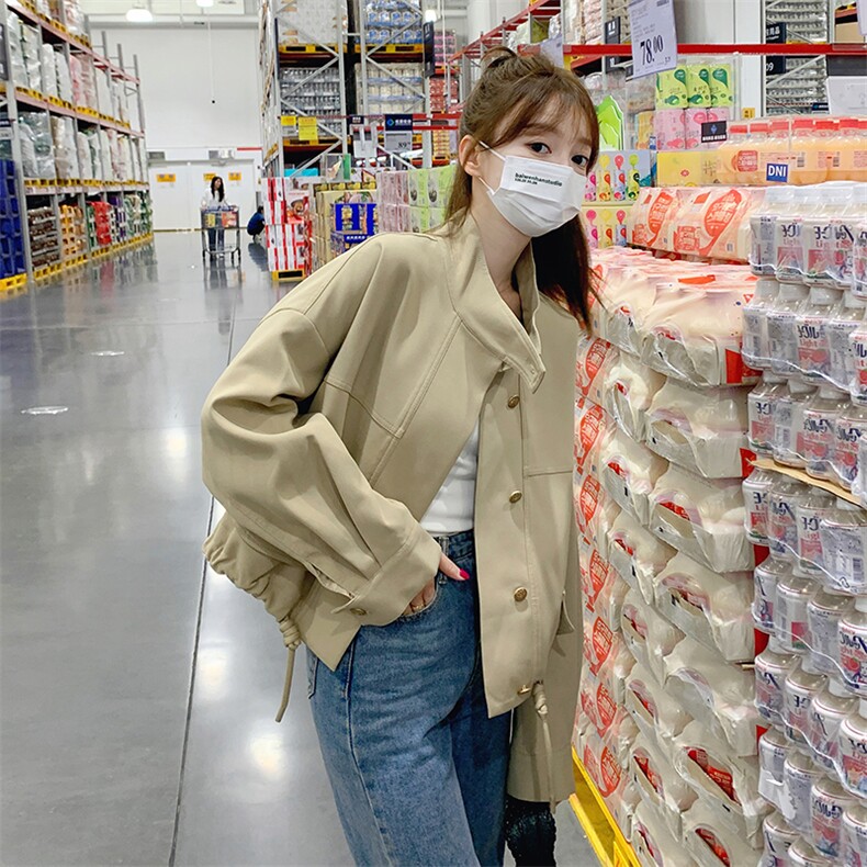 20223年秋季新款纯色立领夹克外套82377-P120-K168,女装短外套,一九零