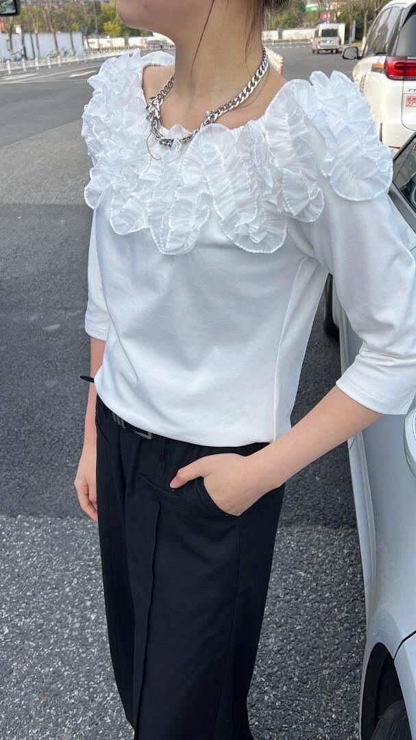 【现货】花边七分袖小衫，其它，淳沐