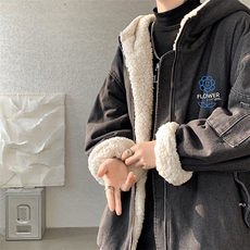 控价158牛仔棉衣男大码加绒羊羔绒牛仔棉服男棉袄NM53274-P140，男装棉衣，电商A040