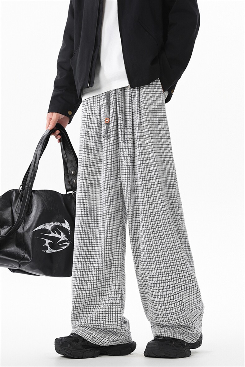 SJ-311B-1-9009-P40控79秋冬重磅垂感格格运动阔腿直筒长裤,男装休闲裤,星座311B-1