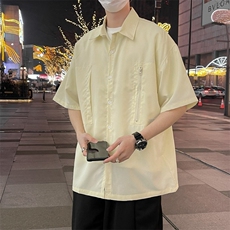 新款工装短袖衬衫夏季痞帅休闲百搭宽松衬衣男女A2239-P42，男装T恤，星座208-5