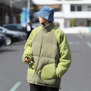 撞色拼接棉衣男冬季新款羊羔绒棉服宽松加厚休闲棉袄MY8022-p96图片
