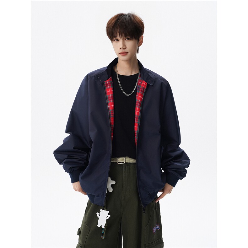 美式复古棒球服外套男春秋季潮牌拉链立领夹克宽松上衣服JK005,男装夹克,电商B312
