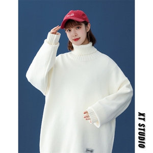 @中性风 冬新款2021毛衣高领纯色针织衫上衣 A125-C013-P65 女类图片
