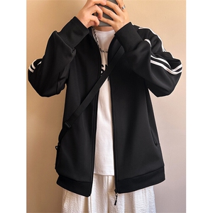 现货开衫卫衣外套男垂感运动服上衣宽松立领夹克A116 P65加绒P75图片