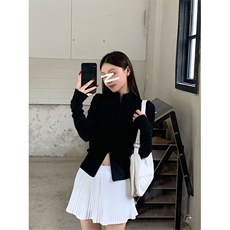 立领双拉链自发热卫衣短外套女2025秋冬新款修身显瘦纯色开衫，女装短外套，星座1210-1